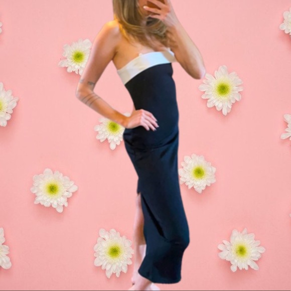 90s midi dress with contrast fold - Picture 1 of 4